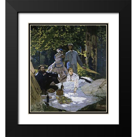 Luncheon on the Grass Black Modern Wood Framed Art Print with Double Matting by Monet, Claude