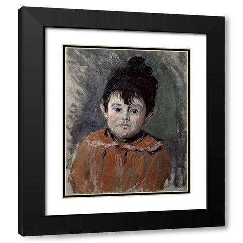 Michel Monet in a Pompom Hat, 1880 Black Modern Wood Framed Art Print with Double Matting by Monet, Claude