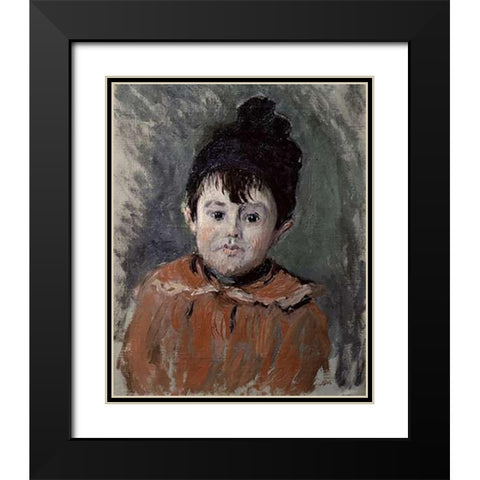 Michel Monet in a Pompom Hat, 1880 Black Modern Wood Framed Art Print with Double Matting by Monet, Claude