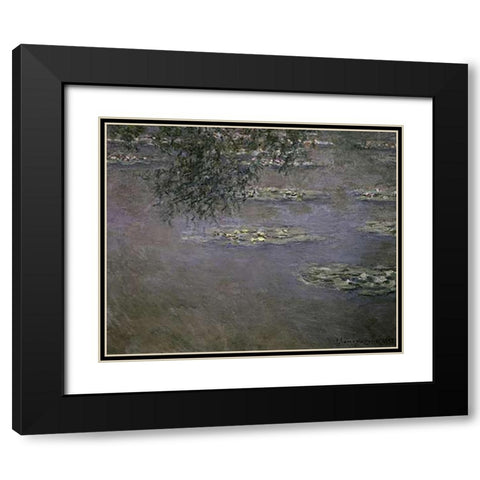 Nympheas (Water Lilies) Black Modern Wood Framed Art Print with Double Matting by Monet, Claude