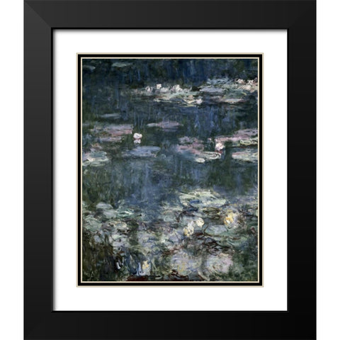 Nympheas - Water Lilies - detail Black Modern Wood Framed Art Print with Double Matting by Monet, Claude