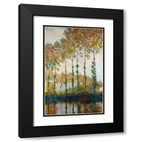 Poplars on the River Epte in Autumn, 1891 Black Modern Wood Framed Art Print with Double Matting by Monet, Claude