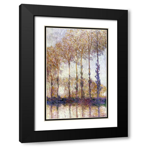 Poplars Black Modern Wood Framed Art Print with Double Matting by Monet, Claude