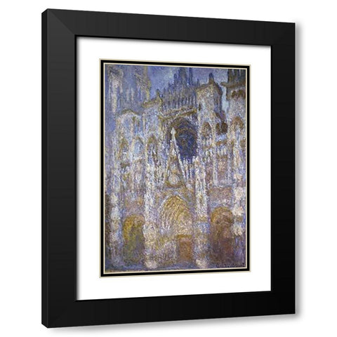 Rouen Cathedral: The Portal, Morning Sun Black Modern Wood Framed Art Print with Double Matting by Monet, Claude