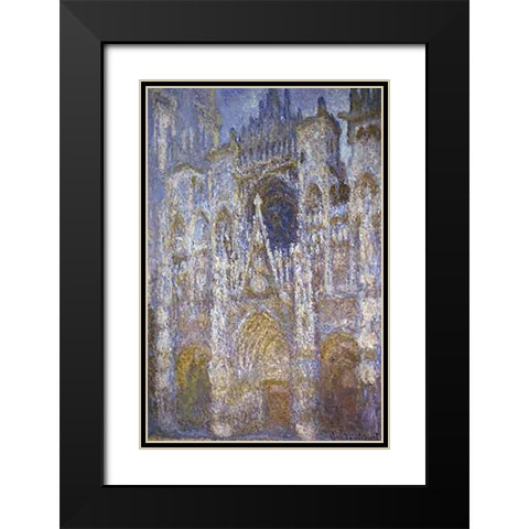 Rouen Cathedral: The Portal, Morning Sun Black Modern Wood Framed Art Print with Double Matting by Monet, Claude