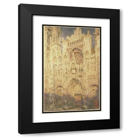 Rouen Cathedral in the Evening Black Modern Wood Framed Art Print with Double Matting by Monet, Claude
