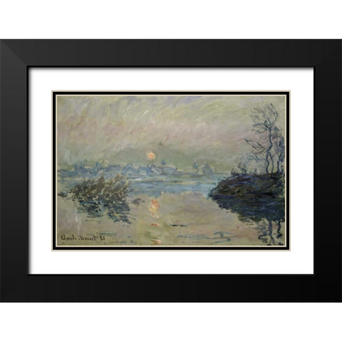 Setting Sun - Soleil couchant Black Modern Wood Framed Art Print with Double Matting by Monet, Claude