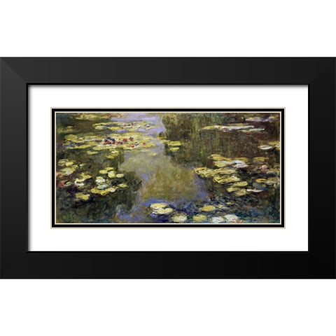 Water Lily Pond - Le Bassin aux nympheas Black Modern Wood Framed Art Print with Double Matting by Monet, Claude