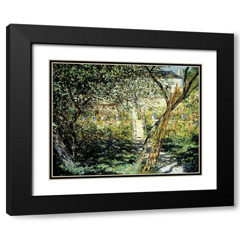 The Garden of Vetheuil (Le Jardin de Vetheuil) Black Modern Wood Framed Art Print with Double Matting by Monet, Claude