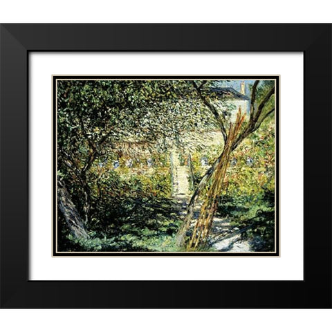 The Garden of Vetheuil (Le Jardin de Vetheuil) Black Modern Wood Framed Art Print with Double Matting by Monet, Claude