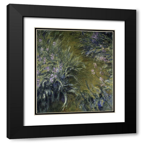 The Path Through the Irises Black Modern Wood Framed Art Print with Double Matting by Monet, Claude