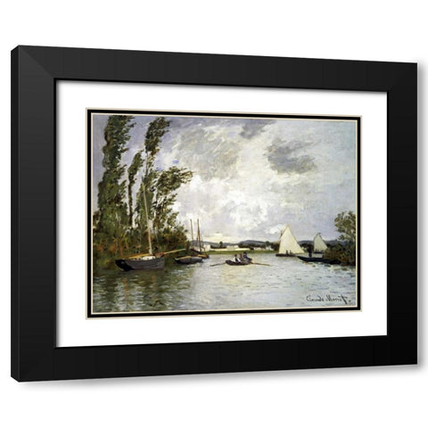 The Small Branch of the Seine at Argenteuil Black Modern Wood Framed Art Print with Double Matting by Monet, Claude