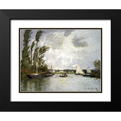 The Small Branch of the Seine at Argenteuil Black Modern Wood Framed Art Print with Double Matting by Monet, Claude