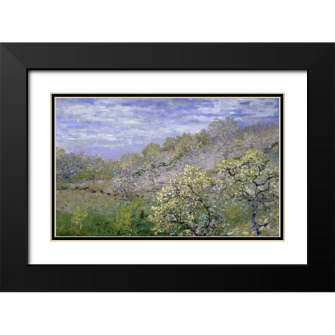 Trees in Bloom - Arbres en fleurs Black Modern Wood Framed Art Print with Double Matting by Monet, Claude