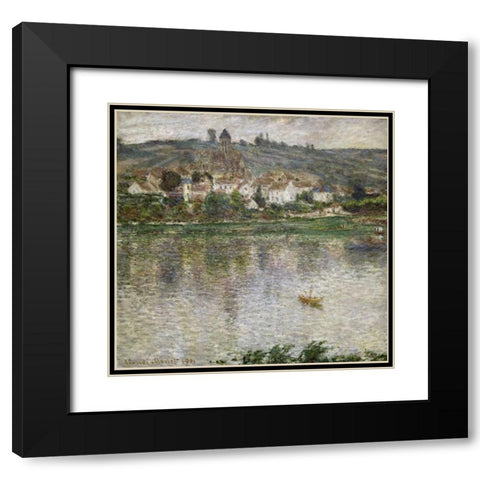 Vetheuil Black Modern Wood Framed Art Print with Double Matting by Monet, Claude