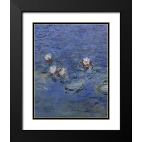 Water Lilies - Detail Black Modern Wood Framed Art Print with Double Matting by Monet, Claude