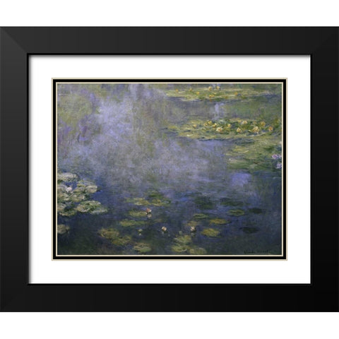 Water Lilies - Nympheas IV Black Modern Wood Framed Art Print with Double Matting by Monet, Claude