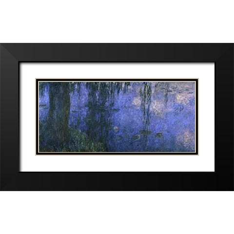 Water Lilies: Morning with Willows, c. 1918-26 (left panel) Black Modern Wood Framed Art Print with Double Matting by Monet, Claude