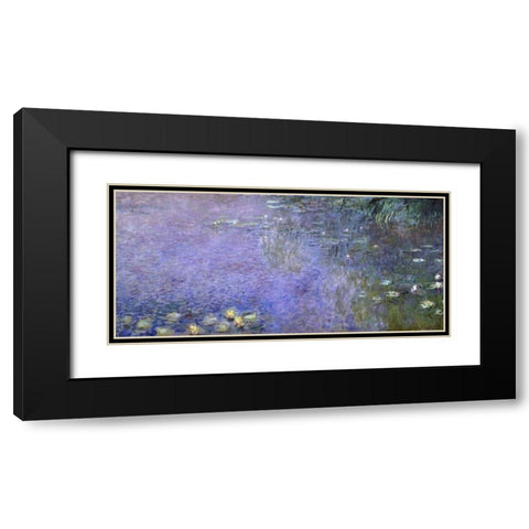 Water Lilies: Morning, c. 1914-26 - center-right panel Black Modern Wood Framed Art Print with Double Matting by Monet, Claude