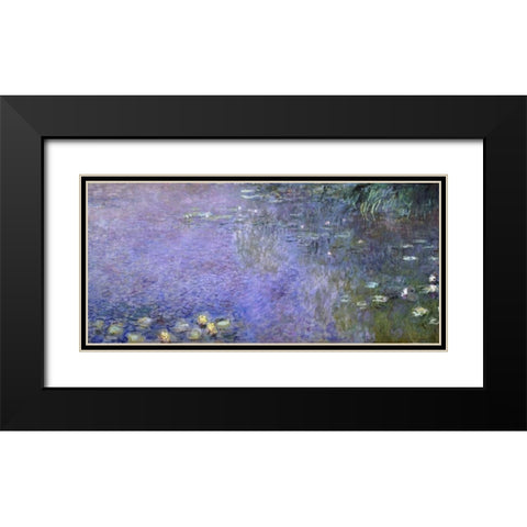 Water Lilies: Morning, c. 1914-26 - center-right panel Black Modern Wood Framed Art Print with Double Matting by Monet, Claude