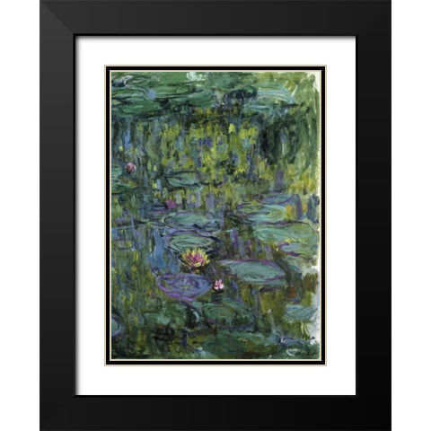 Water Lilies - Nympheas XI Black Modern Wood Framed Art Print with Double Matting by Monet, Claude