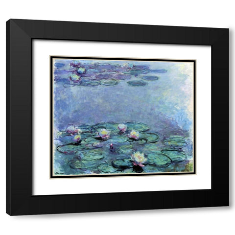 Water Lilies - Nympheas 1914-1917 Black Modern Wood Framed Art Print with Double Matting by Monet, Claude
