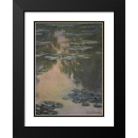 Water Lilies - with Willows Black Modern Wood Framed Art Print with Double Matting by Monet, Claude
