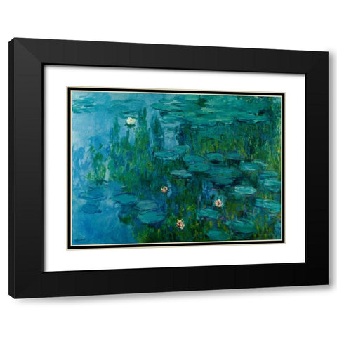 Water Lilies, c.1918-21 Black Modern Wood Framed Art Print with Double Matting by Monet, Claude