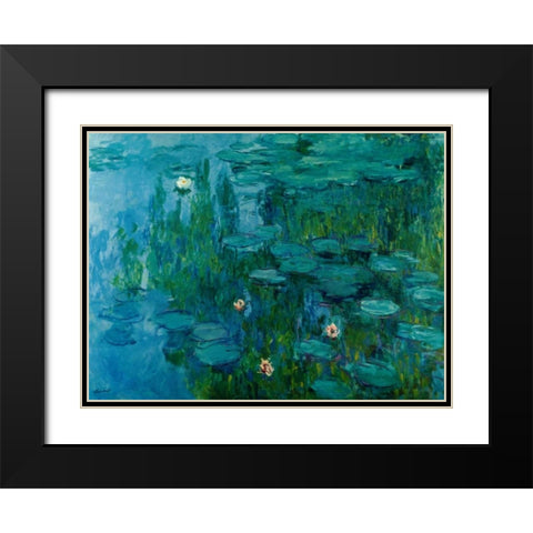Water Lilies, c.1918-21 Black Modern Wood Framed Art Print with Double Matting by Monet, Claude