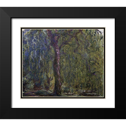 Weeping Willow - Saule pleureur Black Modern Wood Framed Art Print with Double Matting by Monet, Claude