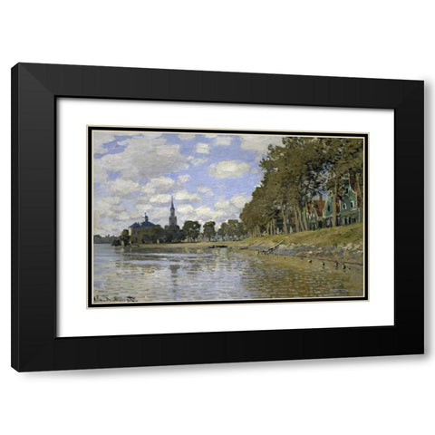 Zaandam - Holland Black Modern Wood Framed Art Print with Double Matting by Monet, Claude