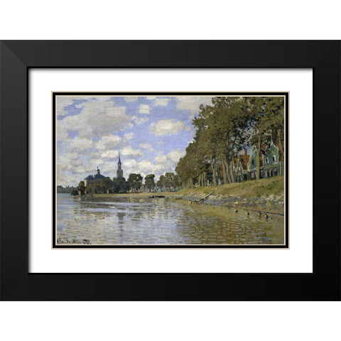 Zaandam - Holland Black Modern Wood Framed Art Print with Double Matting by Monet, Claude