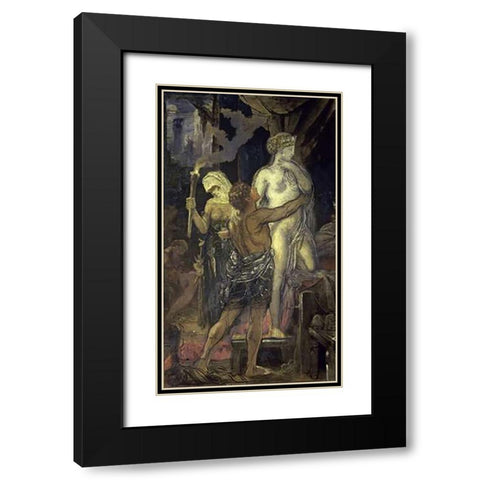 Messalina (Messaline) Black Modern Wood Framed Art Print with Double Matting by Moreau, Gustave