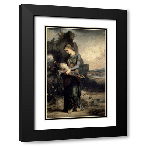 Orpheus Black Modern Wood Framed Art Print with Double Matting by Moreau, Gustave