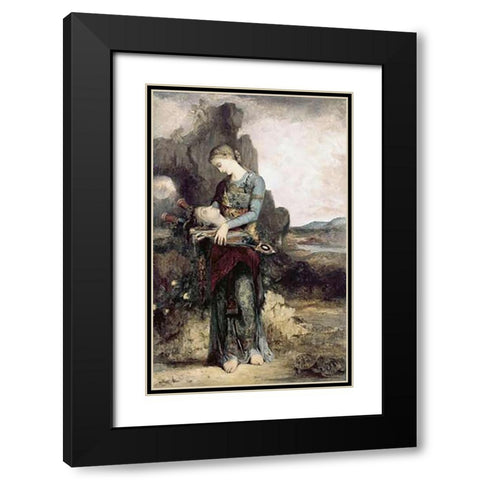 Thracian Maiden Black Modern Wood Framed Art Print with Double Matting by Moreau, Gustave