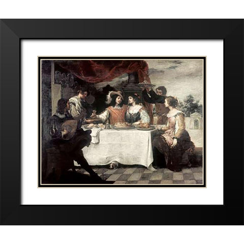 Banquet of The Prodigal Son Black Modern Wood Framed Art Print with Double Matting by Murillo, Bartolome Esteban