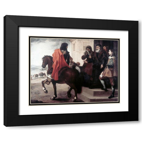 Departure of The Prodigal Son Black Modern Wood Framed Art Print with Double Matting by Murillo, Bartolome Esteban