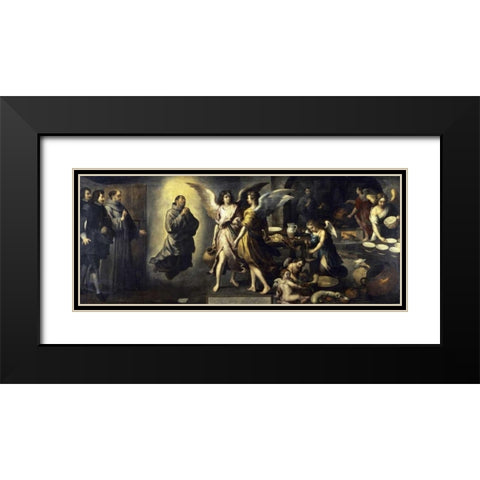 La Cuisine Des Anges Black Modern Wood Framed Art Print with Double Matting by Murillo, Bartolome Esteban