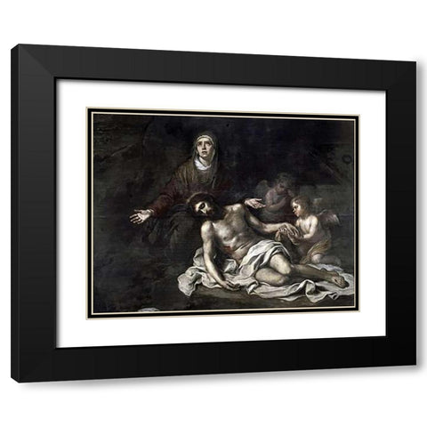 Pieta Black Modern Wood Framed Art Print with Double Matting by Murillo, Bartolome Esteban