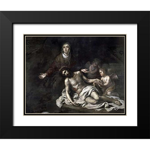 Pieta Black Modern Wood Framed Art Print with Double Matting by Murillo, Bartolome Esteban