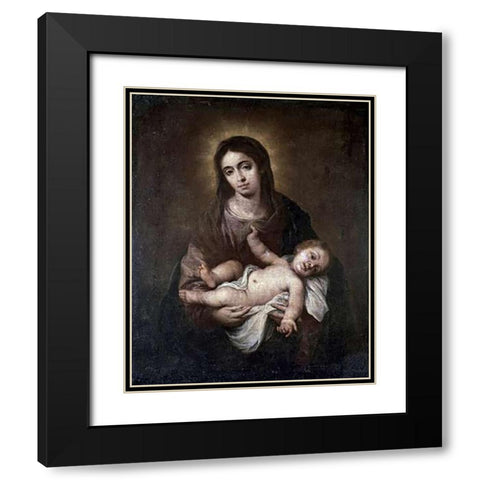Virgin and Child #1 Black Modern Wood Framed Art Print with Double Matting by Murillo, Bartolome Esteban