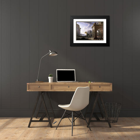 Architectural Study Black Modern Wood Framed Art Print with Double Matting by Panini, Giovanni Paolo