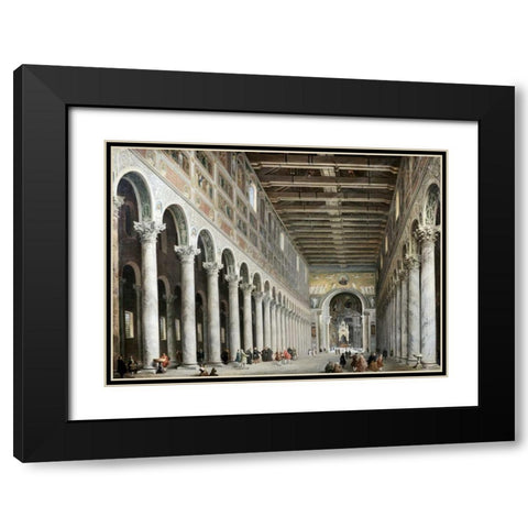 Interior of San Paolo Fuore Le Mure, Rome Black Modern Wood Framed Art Print with Double Matting by Panini, Giovanni Paolo