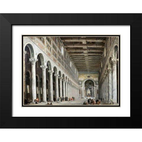 Interior of San Paolo Fuore Le Mure, Rome Black Modern Wood Framed Art Print with Double Matting by Panini, Giovanni Paolo