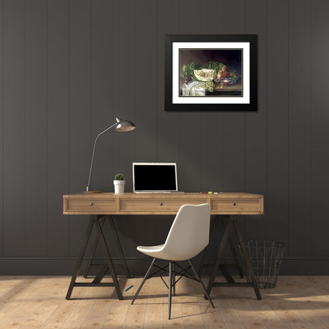 Still Life With Fruit Black Modern Wood Framed Art Print with Double Matting by Peale, Charles Willson
