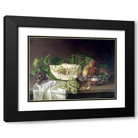 Still Life With Fruit Black Modern Wood Framed Art Print with Double Matting by Peale, Charles Willson