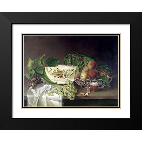 Still Life With Fruit Black Modern Wood Framed Art Print with Double Matting by Peale, Charles Willson