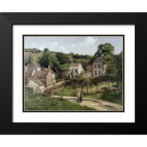 Country Road Black Modern Wood Framed Art Print with Double Matting by Pissarro, Camille