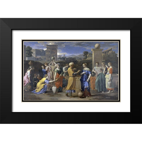 Eliezer and Rebecca Black Modern Wood Framed Art Print with Double Matting by Poussin, Nicolas