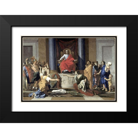 Judgement of Solomon Black Modern Wood Framed Art Print with Double Matting by Poussin, Nicolas